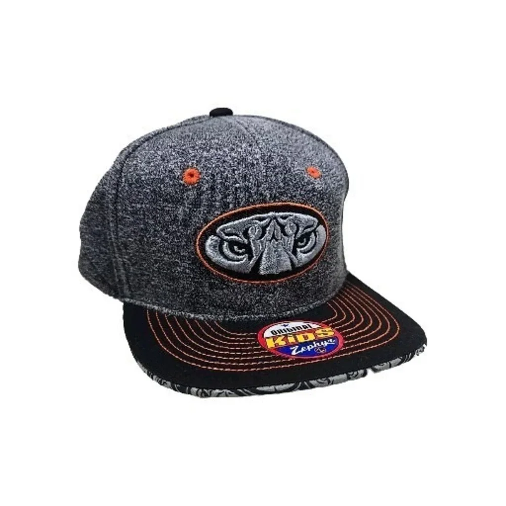 Zephyr Auburn Tigers Flex Fit Snapback Hat Youth Kids Cap Gray Orange‎ 3-D Logo